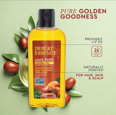 Desert Essence jojoba oil on hair ends adds natural shine and light conditioning