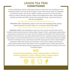 Desert Essence Lemon Tea Tree Conditioner ingredients lemon peel emphasize clarifying action