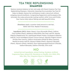 Desert Essence Tea Tree Oil Replenishing Shampoo eucalyptus aroma delivers soothing, invigorating wash