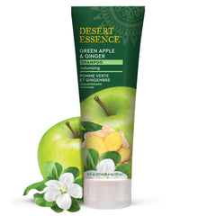 Desert Essence thickening shampoo bottle with green apple and ginger for fuller-looking hair.