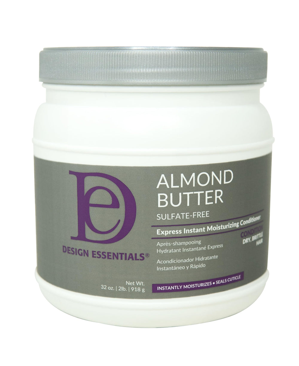 Design Essentials Almond Butter Express bottle pour demonstrates quick hydration for dry hair.