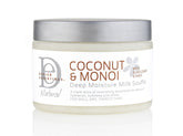 Design Essentials Deep Moisture Milk Souffle bottle shows lightweight moisture for frizz-free curls.