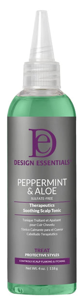 Design Essentials Peppermint & Aloe Scalp Tonic bottle for a refreshing cooling sensation.