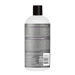 Design Essentials Peppermint Aloe Therapeutics AntiItch Shampoo label highlights moisture balance and scalp comfort.