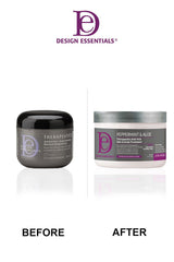 Design Essentials Peppermint & Aloe Therapeutics packaging highlights anti-itch formula and hairgrooming benefits.