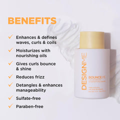 Design.Me BOUNCE.ME close-up highlights shine-boosting texture for glossy curls.