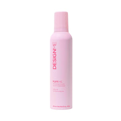 Design.Me PUFF.ME bottle demonstrates lightweight volume for fine hair.