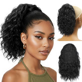 Detean 10inch drawstring ponytail demonstrates quick install with secure fit.