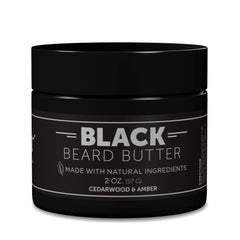 Detroit Grooming Co beard butter jar showing rich black-scent formula for conditioning.