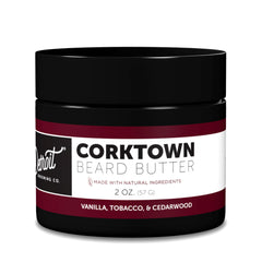 Detroit Grooming Co beard butter Corktown jar showcases rich moisturizing for softer beards.