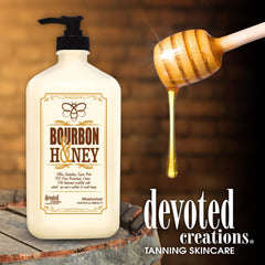 Devoted Creations Bourbon & Honey moisturizer texture on skin for velvety softness.
