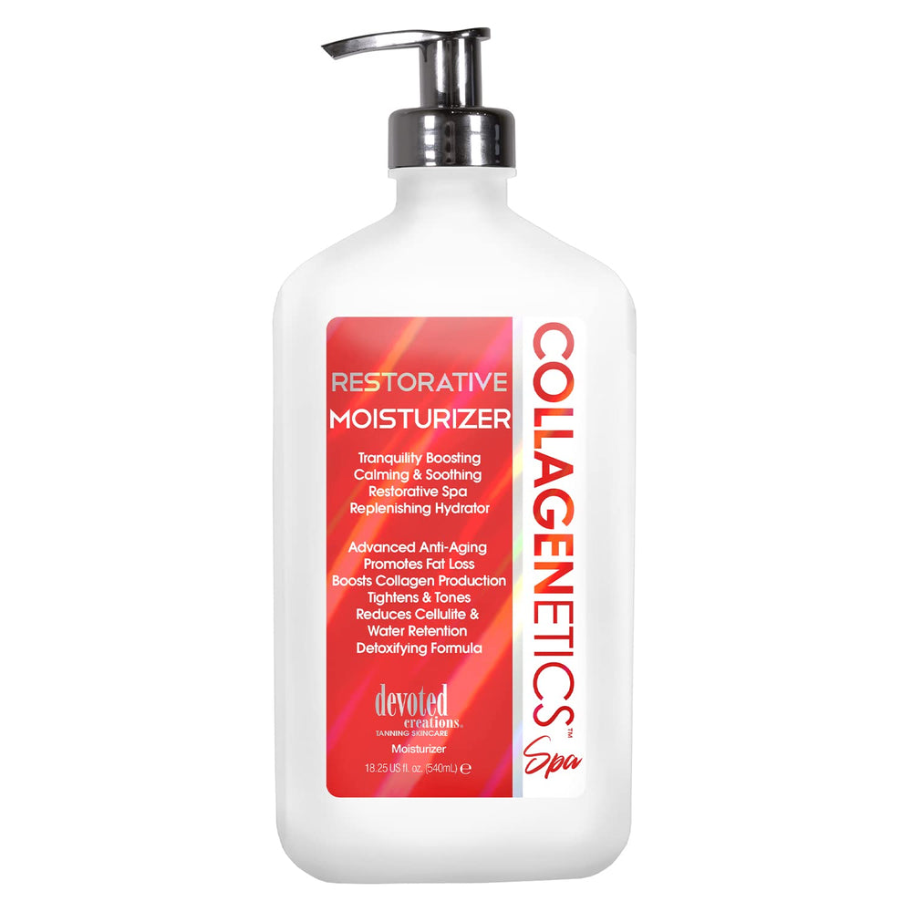 Devoted Creations Collagenetics Spa Restorative Moisturizer bottle for daily hydration