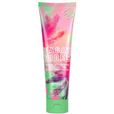 Devoted Creations Vacay Vibes bottle closeup highlights tropical bronzer and hydration