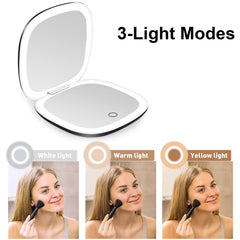 deweisn compact mirror USB charging for cordless use on the go