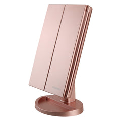 deweisn dresser-mount tri-fold vanity mirror with 21 LED lights for precise makeup