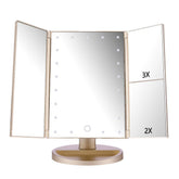 deweisn floor mount tri-fold mirror with 21 LED lights for precise makeup lighting