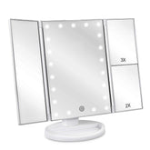 deweisn floor-mount tri-fold mirror with 21 LEDs for bright makeup application