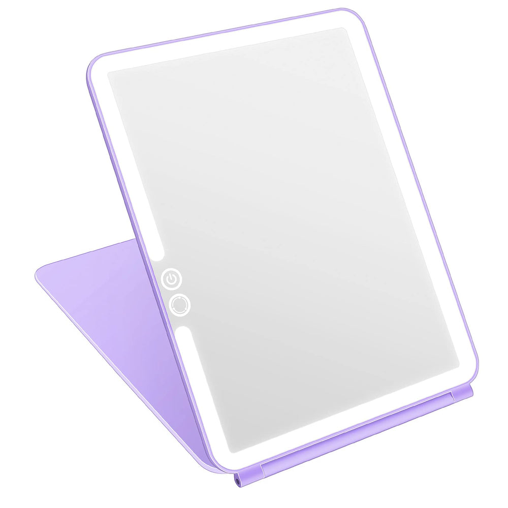 deweisn folding lighted makeup mirror 72 LEDs brightens dim spaces for precise makeup.