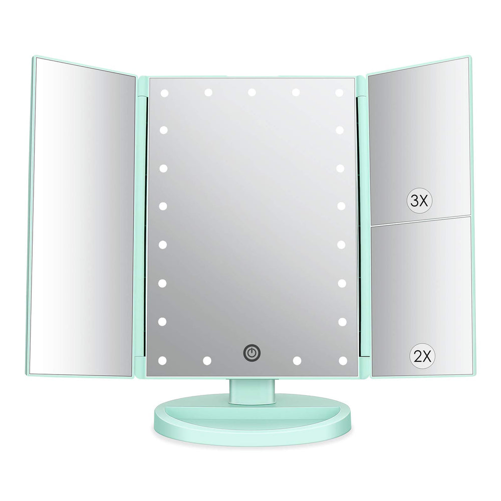 deweisn tri-fold mirror with 21 LEDs for bright, even makeup lighting