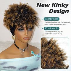 DEYNGS Afro Headband Wig Ombre Blonde enhances style with seamless color transition.