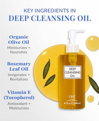 DHC Deep Cleansing Oil rinsing with water leaving no oily residue.