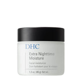 DHC Extra Nighttime Moisture bottle-pour demonstrates quick absorption for overnight hydration.