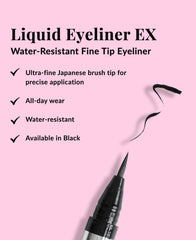 DHC Liquid Eyeliner EX swatches in black show sleek, even pigment.