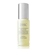 DHC Olive Virgin Oil bottle shows lightweight hydration for all skin types.
