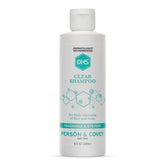 DHS Clear Shampoo bottle displaying unscented formula ideal for sensitive skin.