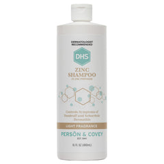 DHS Zinc Shampoo bottle-front emphasizes 16 oz size for dandruff care.