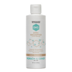 DHS Zinc Shampoo bottle shown for easy dandruff relief and daily scalp care.
