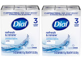 Dial antibacterial bar soap front view shows two-pack design for everyday hygiene.