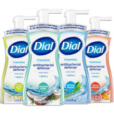 Dial Complete foaming hand wash four-pack on countertop for everyday germ defense.