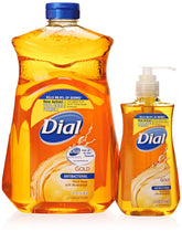 Dial Gold antibacterial soap pump bottle shows a moisturizing, gentle cleanse for busy hands.