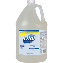 Dial Sensitive Skin Antimicrobial Soap refill bottle, gentle for frequent handwashing in healthcare and classroom settings.
