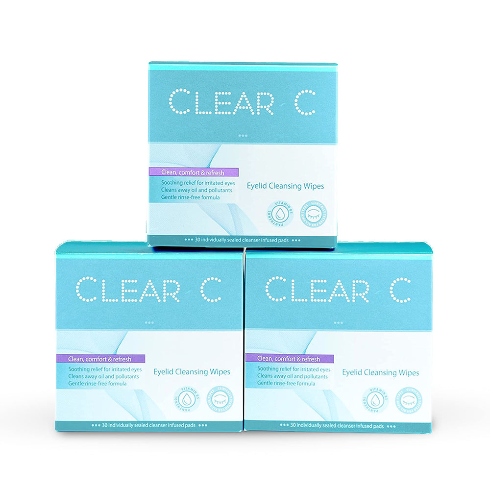 Diamond Wipes Clear C eyelid wipes packaged closeup for easy on-the-go cleansing