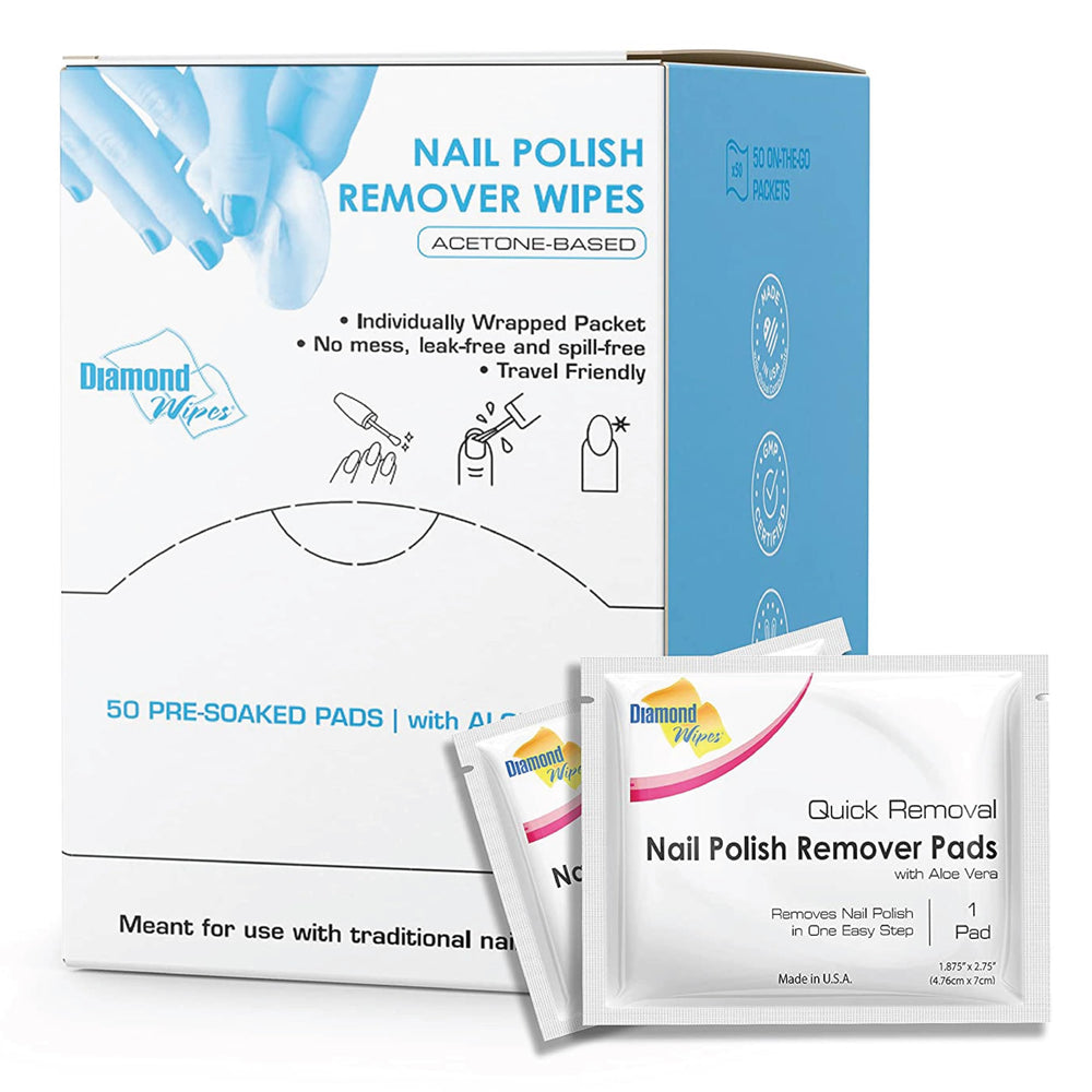 Diamond Wipes packaging close-up, travel-friendly wipes for quick color changes.
