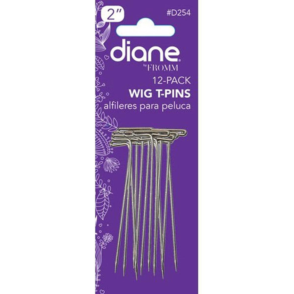Diane 2-Inch T-Pins in silver for wig styling and secure display.