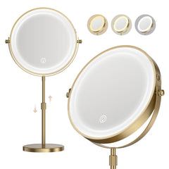 Dienmern lighted makeup mirror antique bronze angled view enables quick, precise grooming