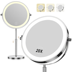 Dienmern makeup mirror with lights front view highlights dual-sided design for precise makeup