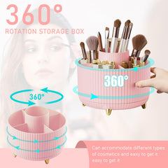 Diesisa rotating makeup brush holder shows smooth action and easy access