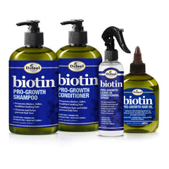 Difeel Biotin Pro-Growth Shampoo bottle showing rich lather for fuller-looking hair