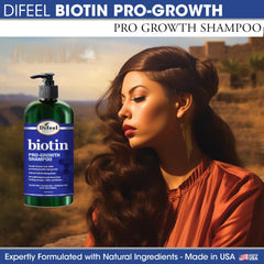 Difeel Pro-Growth Biotin Shampoo rich lather for thorough cleansing.