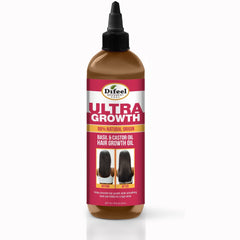 Difeel Ultra Growth Basil & Castor Hair Oil bottle ready for scalp nourishment and hair strengthening.