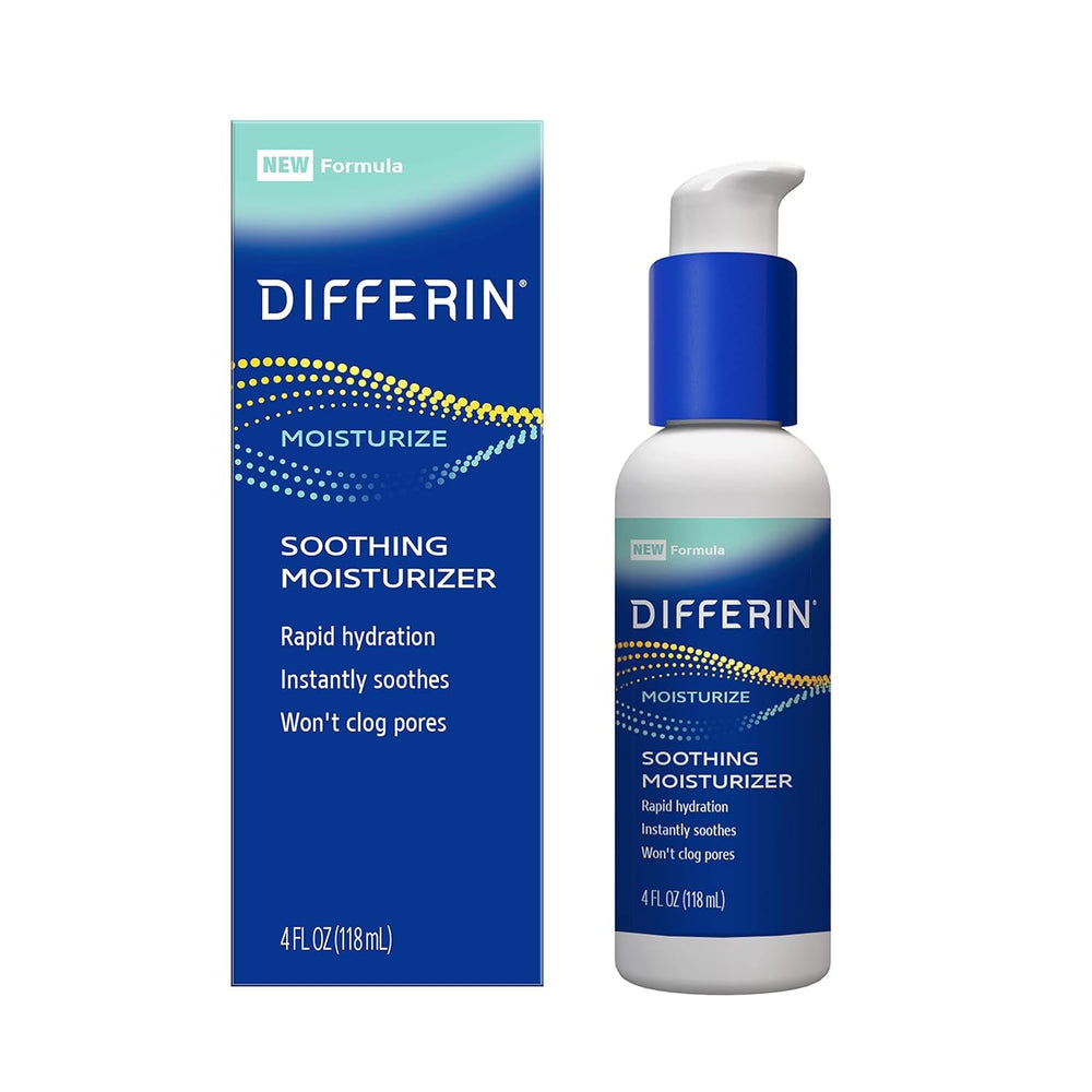 Differin Face Moisturizer bottle shows lightweight hydration for daily use.
