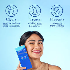 Differin Gel close-up texture shows a light, water-based formula.