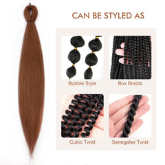DIFUNEE brown 30-8P hair is lightweight and tangle-free for effortless braids.