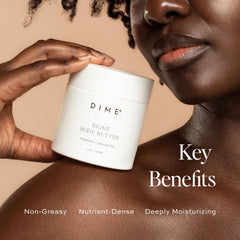 DIME Biome Body Butter applied, revealing rich, non-greasy absorption on dry skin.
