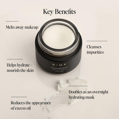 DIME Beauty Cleansing Balm apply-rub-warm-fingers demonstrates comfortable dry-face massage
