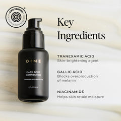 Serum applied to neck and hands demonstrates multi-area use for consistent tone.